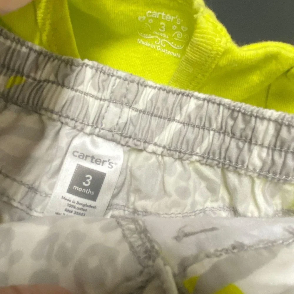 Carter’s‎ baby girl 3m chartreuse zebra outfit set